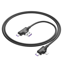 Заредете изображение във визуализатора на галерията – Borofone Cable BX73 4 in 1 - USB + Type C to Type C + Lightning - 5A 1 metre black

