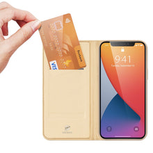 Заредете изображение във визуализатора на галерията – DUX DUCIS Skin Pro Bookcase type case for iPhone 12 mini golden - TopMag
