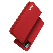 Заредете изображение във визуализатора на галерията – DUX DUCIS Wish Genuine Leather Bookcase type case for iPhone 12 Pro Max red - TopMag
