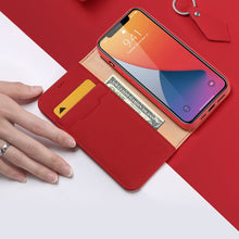 Заредете изображение във визуализатора на галерията – DUX DUCIS Wish Genuine Leather Bookcase type case for iPhone 12 Pro Max red - TopMag
