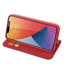 Заредете изображение във визуализатора на галерията – DUX DUCIS Wish Genuine Leather Bookcase type case for iPhone 12 Pro Max red - TopMag
