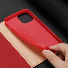 Заредете изображение във визуализатора на галерията – DUX DUCIS Wish Genuine Leather Bookcase type case for iPhone 12 Pro Max red - TopMag
