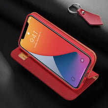 Заредете изображение във визуализатора на галерията – DUX DUCIS Wish Genuine Leather Bookcase type case for iPhone 12 Pro Max red - TopMag
