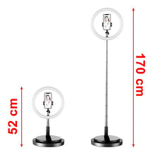 Заредете изображение във визуализатора на галерията – Ring lamp selfie LED flash tripod 52 - 170 cm black phone holder - TopMag
