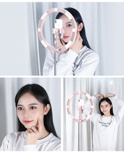 Заредете изображение във визуализатора на галерията – Ring lamp selfie LED flash tripod 52 - 170 cm black phone holder - TopMag
