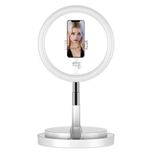 Заредете изображение във визуализатора на галерията – LED selfie ring light flash 52 - 170 cm tripod with phone holder white - TopMag
