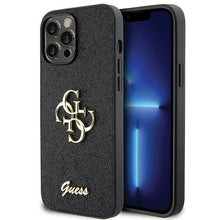 Заредете изображение във визуализатора на галерията – Original Case GUESS hardcase Glitter Script Big 4G GUHCP13XHG4SGK for Iphone 13 Pro Max black
