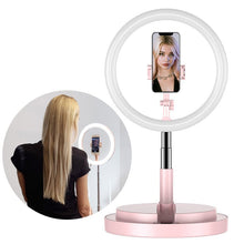 Заредете изображение във визуализатора на галерията – LED selfie ring light flash 52 - 170 cm tripod with phone holder pink - TopMag
