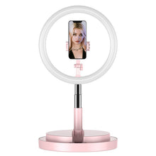Заредете изображение във визуализатора на галерията – LED selfie ring light flash 52 - 170 cm tripod with phone holder pink - TopMag

