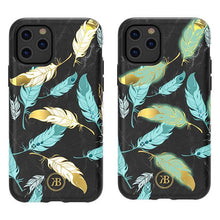 Заредете изображение във визуализатора на галерията – Kingxbar Forest glowing in the dark case decorated with original Swarovski crystals iPhone 11 Pro multicolour (Feather) - TopMag
