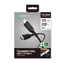 Заредете изображение във визуализатора на галерията – Amazing Thing Cable Thunder Pro CCC210MTHBK - Type C to Type C - PD 60W 4A 2,1 metres black
