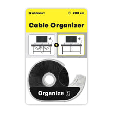 Заредете изображение във визуализатора на галерията – Wozinsky straps cable organizer 2 m Hook and Loop black (WVO2MBK) - TopMag
