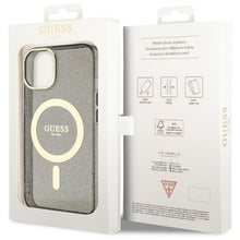 Заредете изображение във визуализатора на галерията – Original Case GUESS hardcase Glitter Gold MagSafe GUHMP14MHCMCGK for Iphone 14 Plus black
