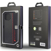 Заредете изображение във визуализатора на галерията – Original Case AUDI hardcase Carbon Fiber Stripe AUS-TPUPCIP14-R8/D1-BK for Iphone 14 black
