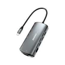 Заредете изображение във визуализатора на галерията – Dudao 11in1 multifunctional HUB USB Type C - USB Type C PD 60 W / HDMI / 3.5 mm mini jack / 1x USB 2.0 / SD card reader micro SD / VGA / RJ45 / 3x USB 3.2 Gen 1 gray (A15Pro gray) - TopMag
