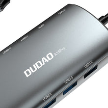 Заредете изображение във визуализатора на галерията – Dudao 11in1 multifunctional HUB USB Type C - USB Type C PD 60 W / HDMI / 3.5 mm mini jack / 1x USB 2.0 / SD card reader micro SD / VGA / RJ45 / 3x USB 3.2 Gen 1 gray (A15Pro gray) - TopMag
