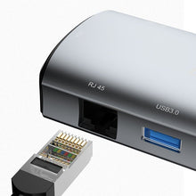 Заредете изображение във визуализатора на галерията – Dudao 11in1 multifunctional HUB USB Type C - USB Type C PD 60 W / HDMI / 3.5 mm mini jack / 1x USB 2.0 / SD card reader micro SD / VGA / RJ45 / 3x USB 3.2 Gen 1 gray (A15Pro gray) - TopMag
