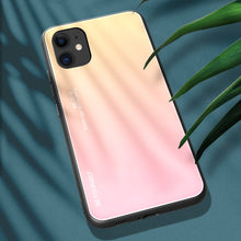 Заредете изображение във визуализатора на галерията – Gradient Glass Durable Cover with Tempered Glass Back iPhone 12 mini pink - TopMag
