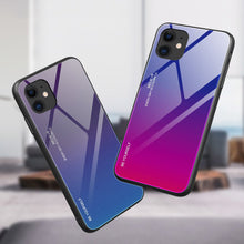 Заредете изображение във визуализатора на галерията – Gradient Glass Durable Cover with Tempered Glass Back iPhone 12 mini green-purple - TopMag
