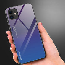 Заредете изображение във визуализатора на галерията – Gradient Glass Durable Cover with Tempered Glass Back iPhone 12 mini green-purple - TopMag
