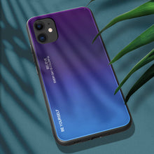 Заредете изображение във визуализатора на галерията – Gradient Glass Durable Cover with Tempered Glass Back iPhone 12 mini green-purple - TopMag
