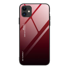 Заредете изображение във визуализатора на галерията – Gradient Glass Durable Cover with Tempered Glass Back iPhone 12 mini black-red - TopMag
