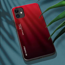 Заредете изображение във визуализатора на галерията – Gradient Glass Durable Cover with Tempered Glass Back iPhone 12 mini black-red - TopMag
