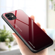 Заредете изображение във визуализатора на галерията – Gradient Glass Durable Cover with Tempered Glass Back iPhone 12 mini black-red - TopMag
