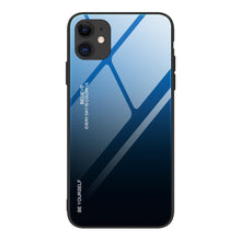 Заредете изображение във визуализатора на галерията – Gradient Glass Durable Cover with Tempered Glass Back iPhone 12 mini black-blue - TopMag

