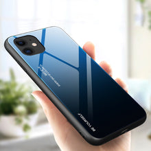 Заредете изображение във визуализатора на галерията – Gradient Glass Durable Cover with Tempered Glass Back iPhone 12 Pro / iPhone 12 black-blue - TopMag
