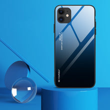 Заредете изображение във визуализатора на галерията – Gradient Glass Durable Cover with Tempered Glass Back iPhone 12 Pro / iPhone 12 black-blue - TopMag
