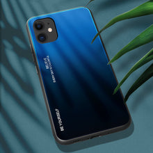 Заредете изображение във визуализатора на галерията – Gradient Glass Durable Cover with Tempered Glass Back iPhone 12 Pro / iPhone 12 black-blue - TopMag
