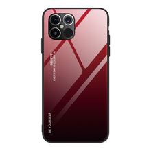 Заредете изображение във визуализатора на галерията – Gradient Glass Durable Cover with Tempered Glass Back iPhone 12 Pro Max black-red - TopMag
