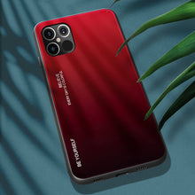 Заредете изображение във визуализатора на галерията – Gradient Glass Durable Cover with Tempered Glass Back iPhone 12 Pro Max black-red - TopMag
