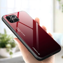 Заредете изображение във визуализатора на галерията – Gradient Glass Durable Cover with Tempered Glass Back iPhone 12 Pro Max black-red - TopMag
