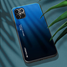 Заредете изображение във визуализатора на галерията – Gradient Glass Durable Cover with Tempered Glass Back iPhone 12 Pro Max black-blue - TopMag
