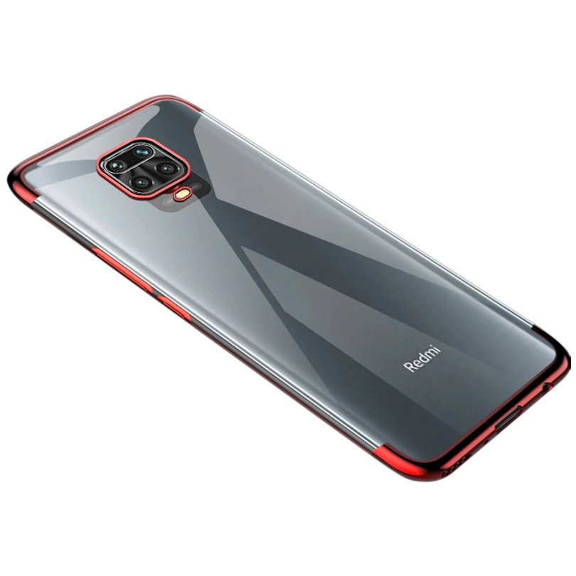 Clear Color Case Gel TPU Electroplating frame Cover for Xiaomi Redmi 10X 4G / Xiaomi Redmi Note 9 red - TopMag