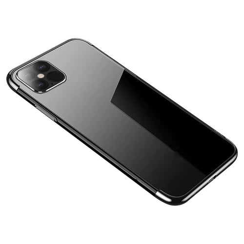 Clear Color Case Gel TPU Electroplating frame Cover for iPhone 12 mini black - TopMag