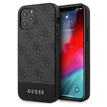 Заредете изображение във визуализатора на галерията – Guess GUHCP12MG4GLGR iPhone 12/12 Pro 6,1" szary/grey hardcase 4G Stripe Collection
