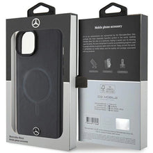 Заредете изображение във визуализатора на галерията – Mercedes Smooth Leather MagSafe case for iPhone 15 Plus - black
