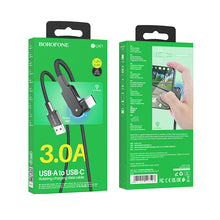 Заредете изображение във визуализатора на галерията – Borofone Cable BU41 Kelly - USB to Type C - 3A 1,2 metres black

