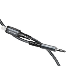 Заредете изображение във визуализатора на галерията – Acefast cable audio to iphone lightning 8-pin - jack 3,5mm (male) mfi aluminum alloy c1-06 1,2 m grey

