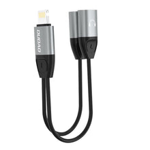 Заредете изображение във визуализатора на галерията – Dudao Headphone Adapter Lightning to 2x Lightning Adapter for Music and Charging Gray (L17i gray) - TopMag
