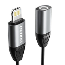 Заредете изображение във визуализатора на галерията – Dudao adapter Lightning to headphone jack 3.5mm mini jack adapter gray (L17 gray) - TopMag
