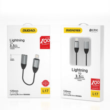 Заредете изображение във визуализатора на галерията – Dudao adapter Lightning to headphone jack 3.5mm mini jack adapter gray (L17 gray) - TopMag

