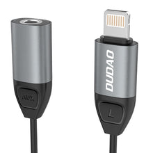 Заредете изображение във визуализатора на галерията – Dudao adapter Lightning to headphone jack 3.5mm mini jack adapter gray (L17 gray) - TopMag

