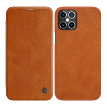 Заредете изображение във визуализатора на галерията – Nillkin Qin original leather case cover for iPhone 12 Pro Max brown - TopMag
