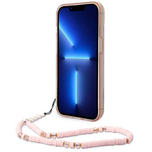 Заредете изображение във визуализатора на галерията – Original faceplate case guess guhcp14shgcohp for iphone 14 (iml electro cam w. strap translucent / pink)
