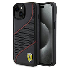 Заредете изображение във визуализатора на галерията – Ferrari Perforated Waves Metal Logo case for iPhone 15 / 14 / 13 - black
