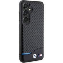 Заредете изображение във визуализатора на галерията – Original Case BMW Leather Carbon BMHCS24S22NBCK for Samsung Galaxy S24 Black
